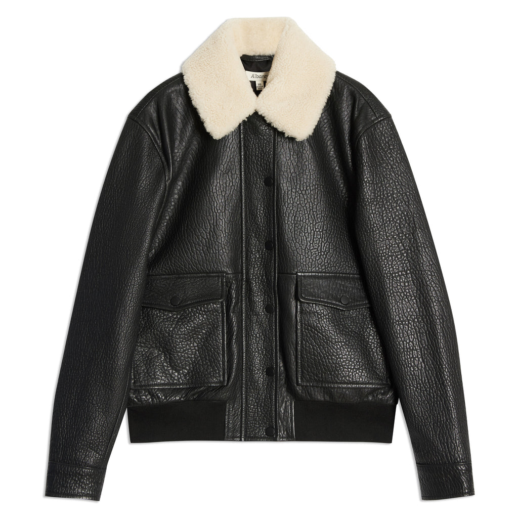 Detachable Collar Leather Bomber
