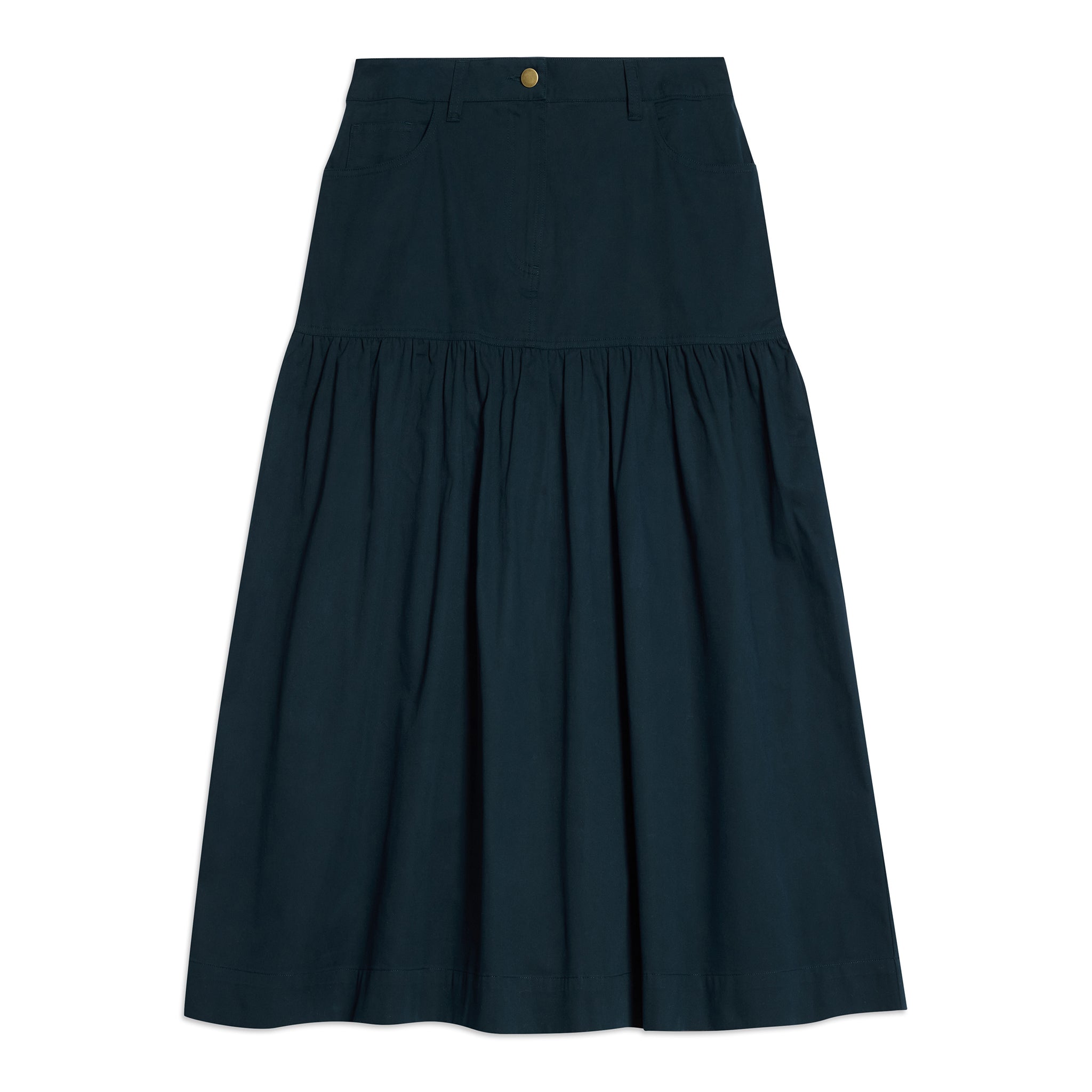 Navy Drop Waist Twill Skirt