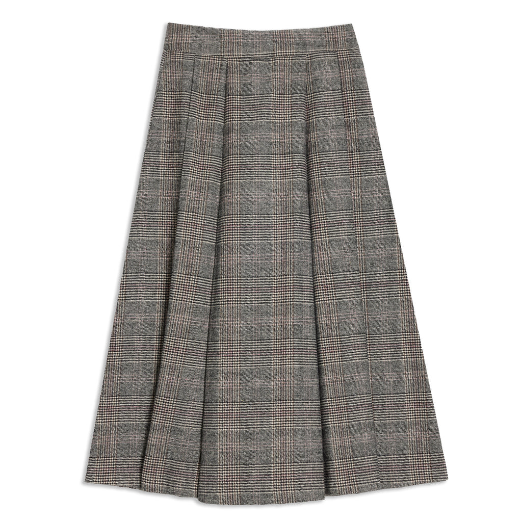 Check Pleat Midi Skirt