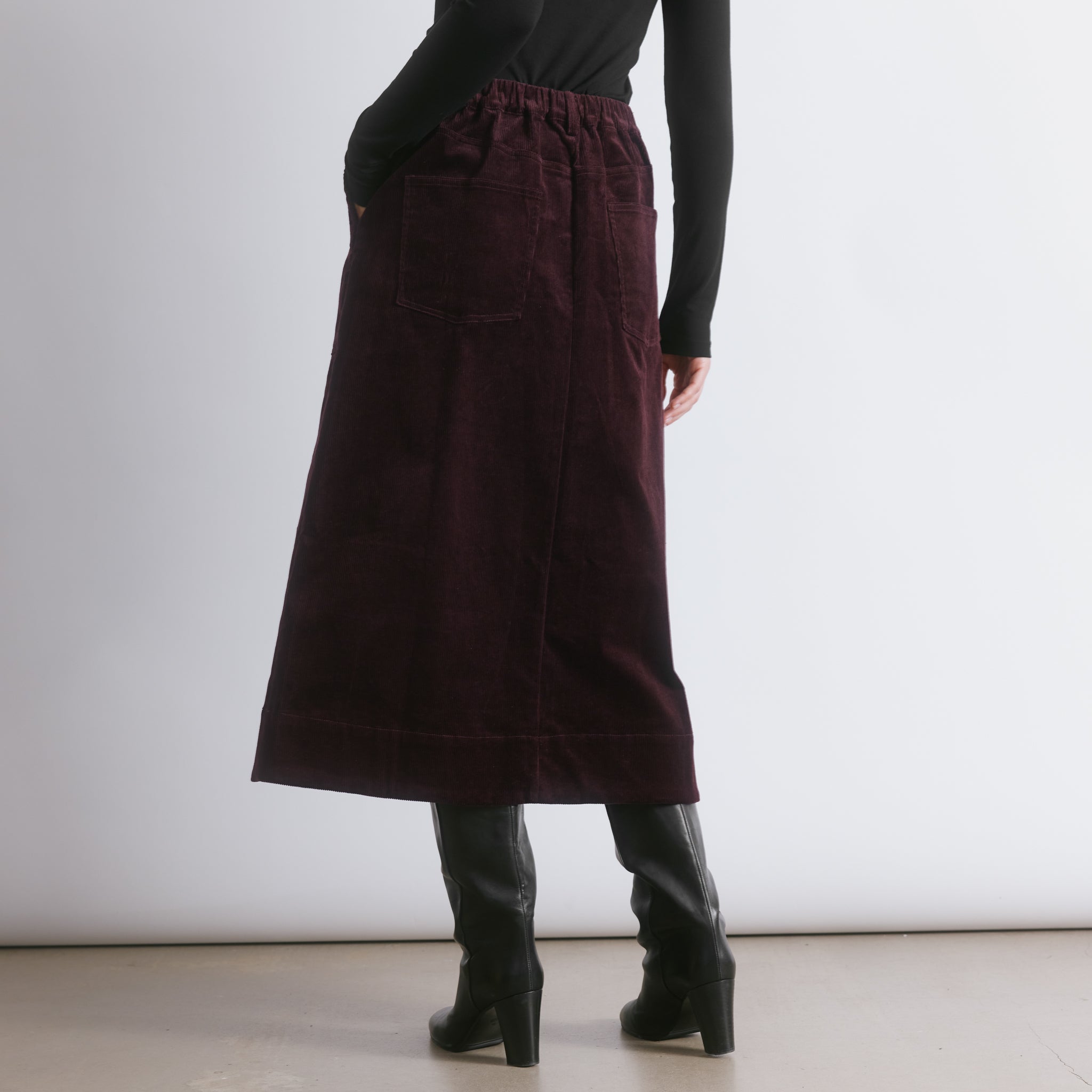 Burgundy Cord A Line Skirt
