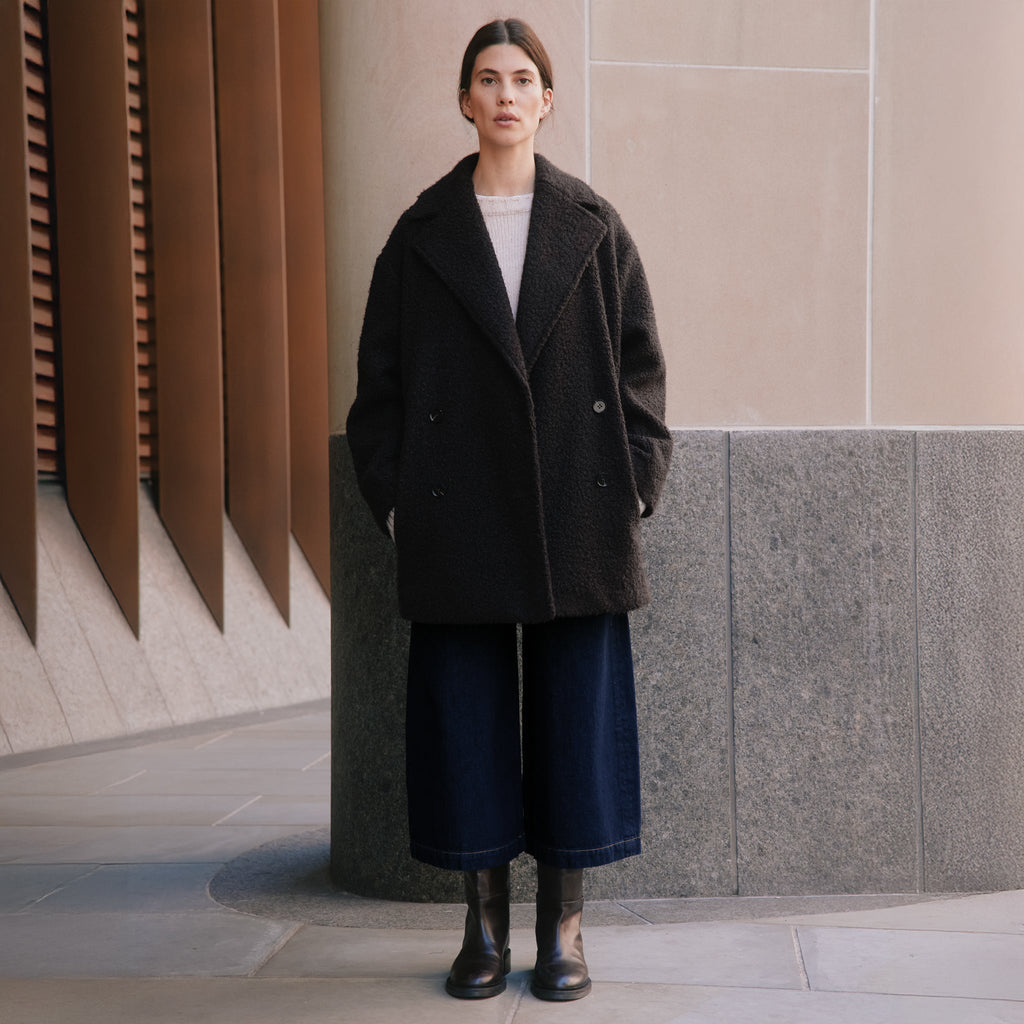 Chocolate Curly Double Breasted Coat