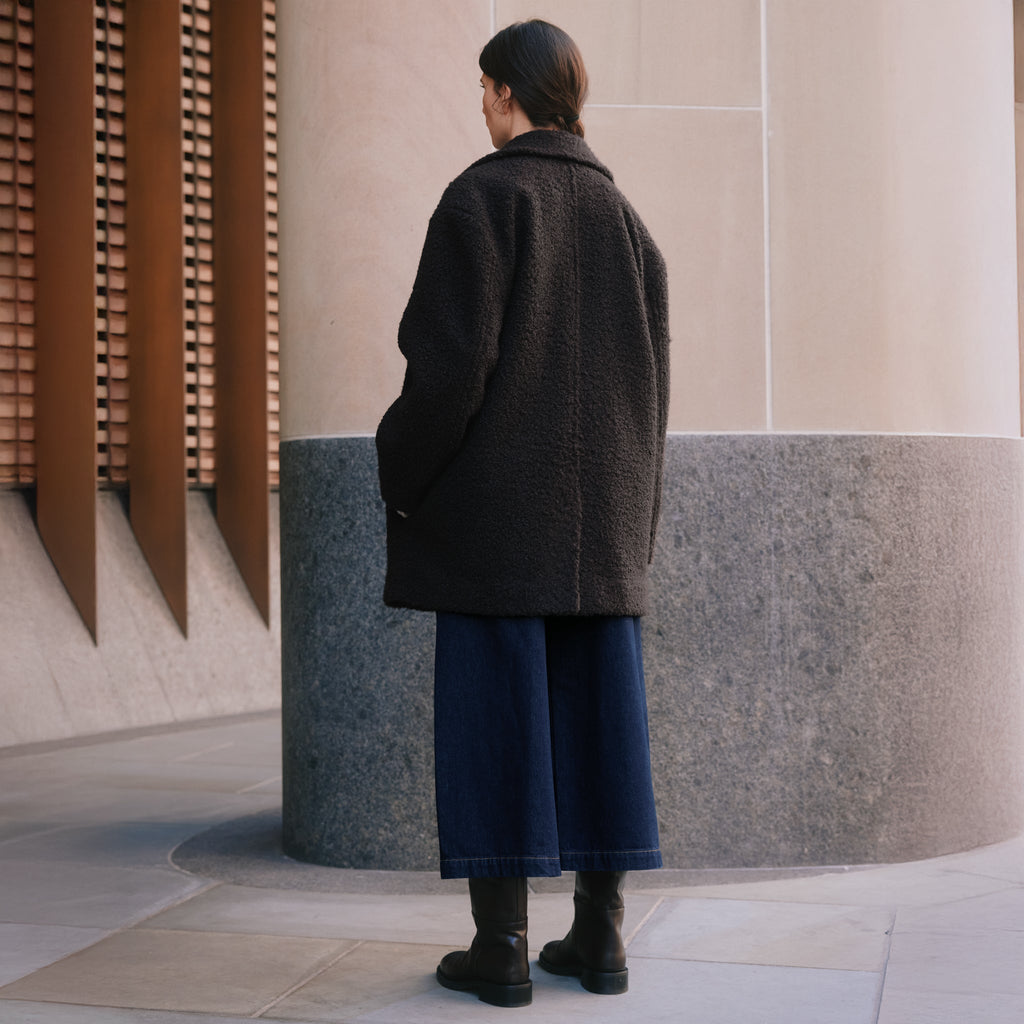 Chocolate Curly Double Breasted Coat