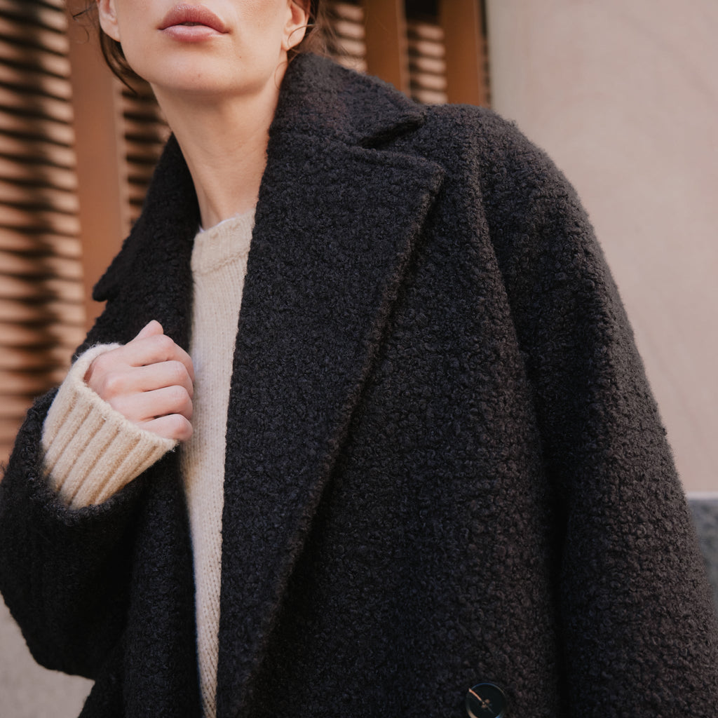 Chocolate Curly Double Breasted Coat