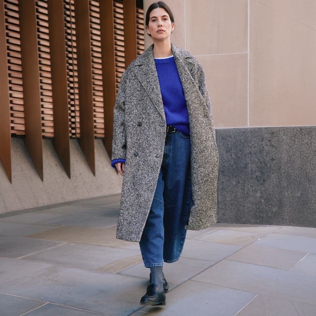 Herringbone Tweed Coat