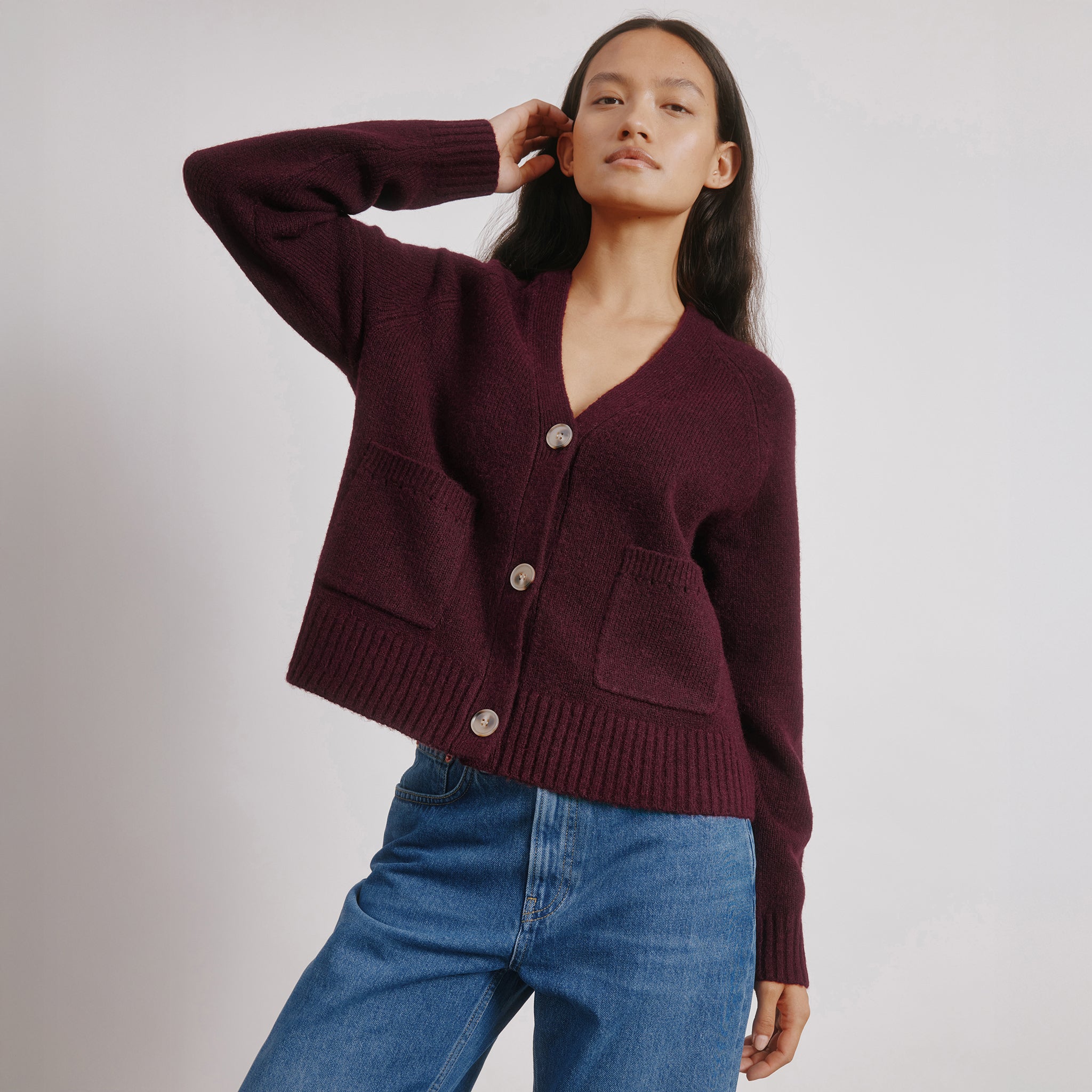 Cosy Relaxed Cardigan Burgundy