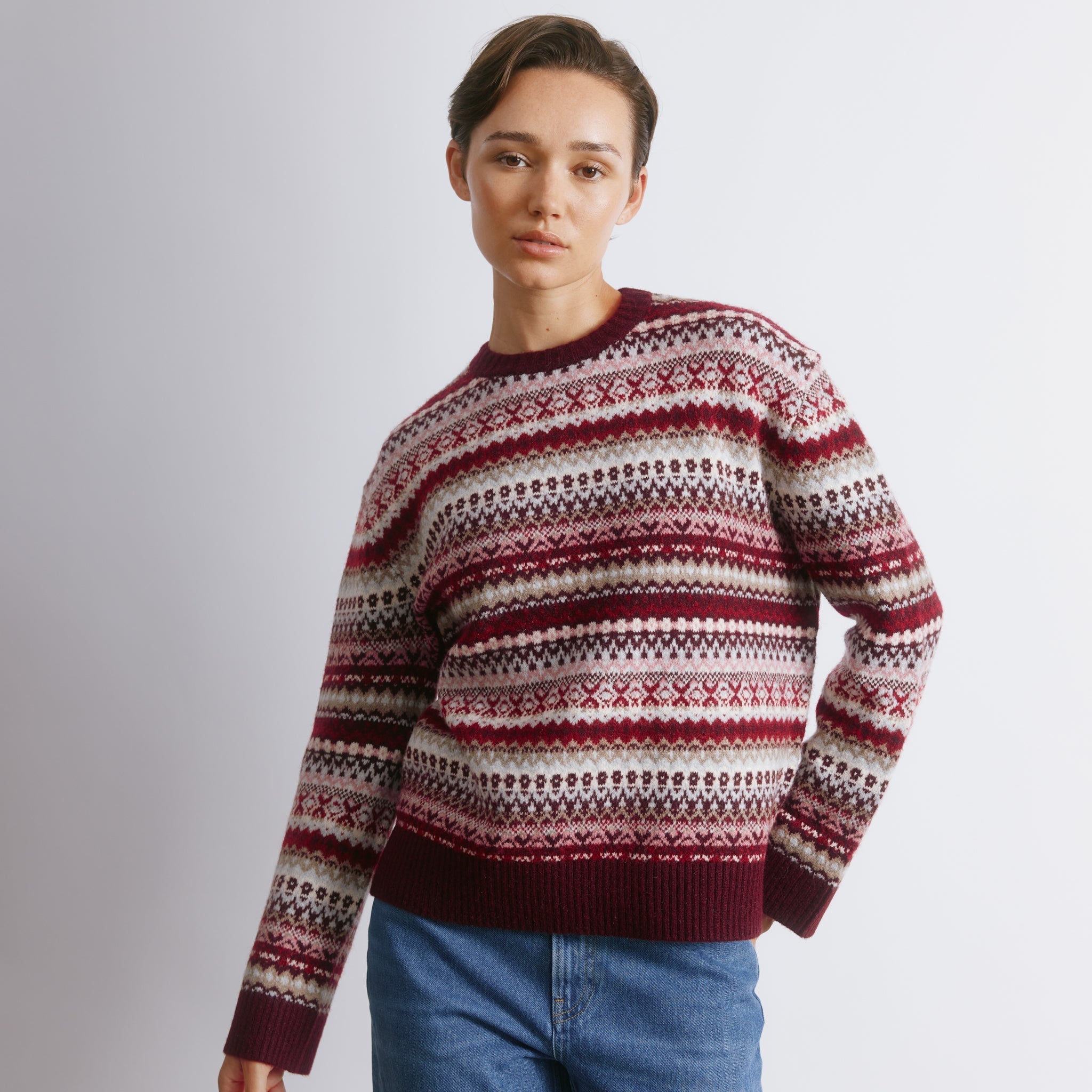 Burgundy Fair Isle Jumper