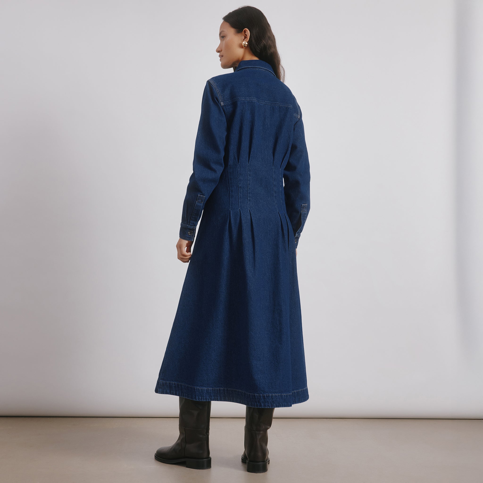 Denim Fitted Midi Dress