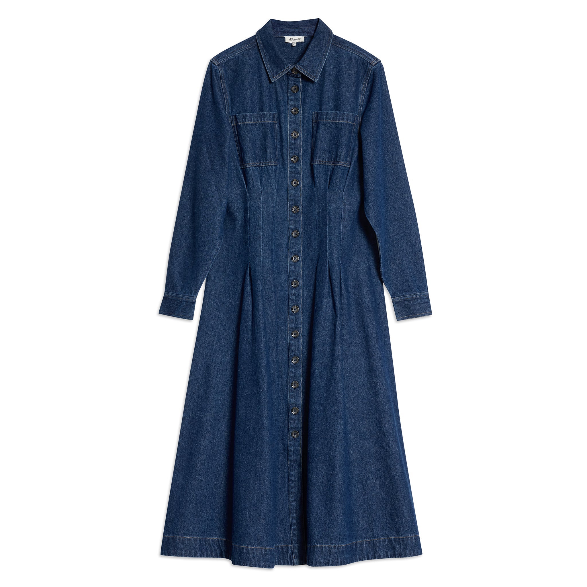 Denim Fitted Midi Dress