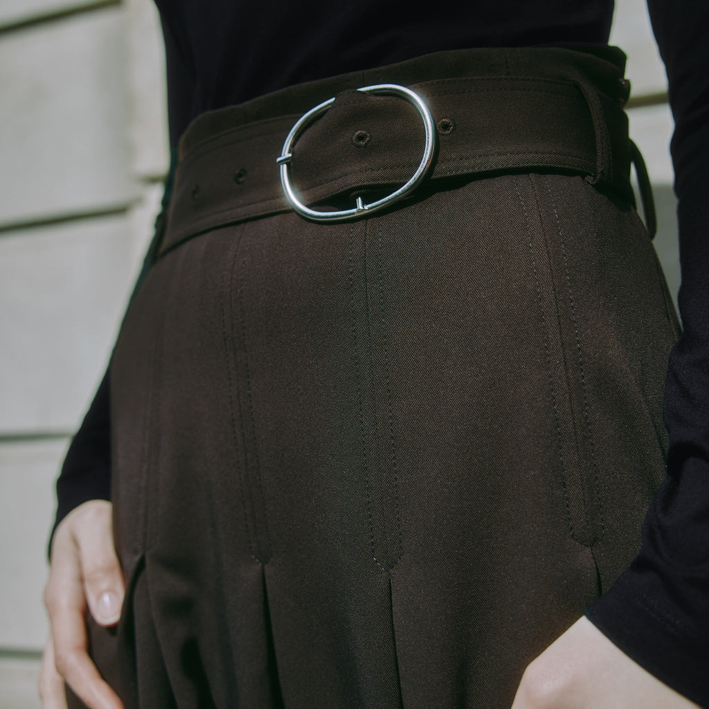 Chocolate Tailored Pleat Skirt