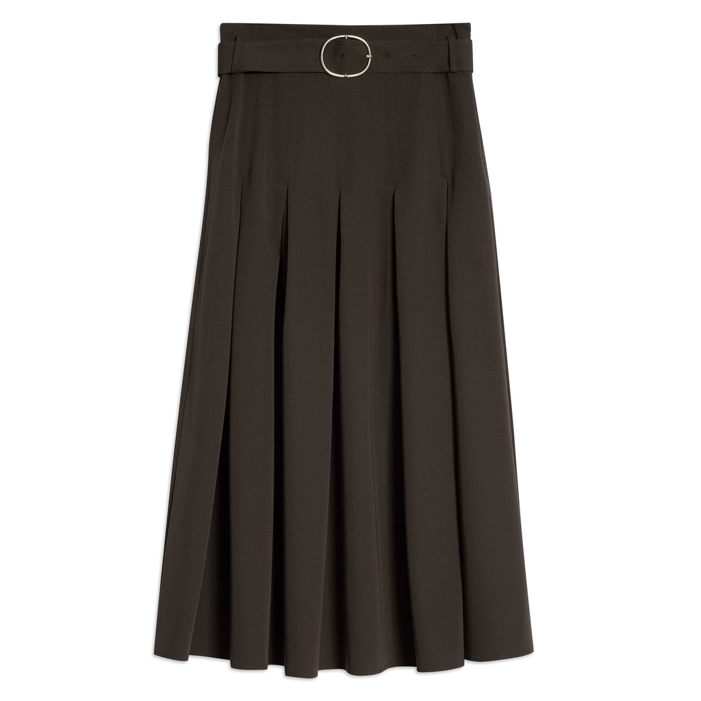 Chocolate Tailored Pleat Skirt