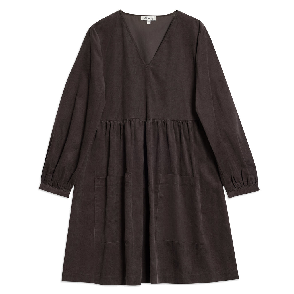 Brown Short Cord Pocket Dress