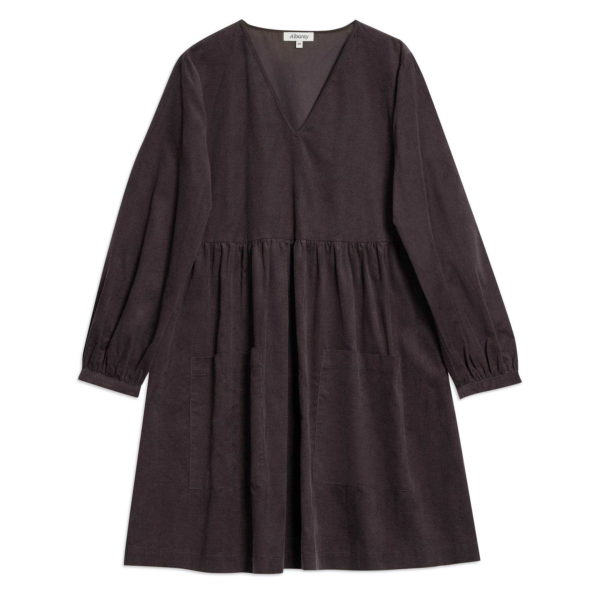 Brown Short Cord Pocket Dress