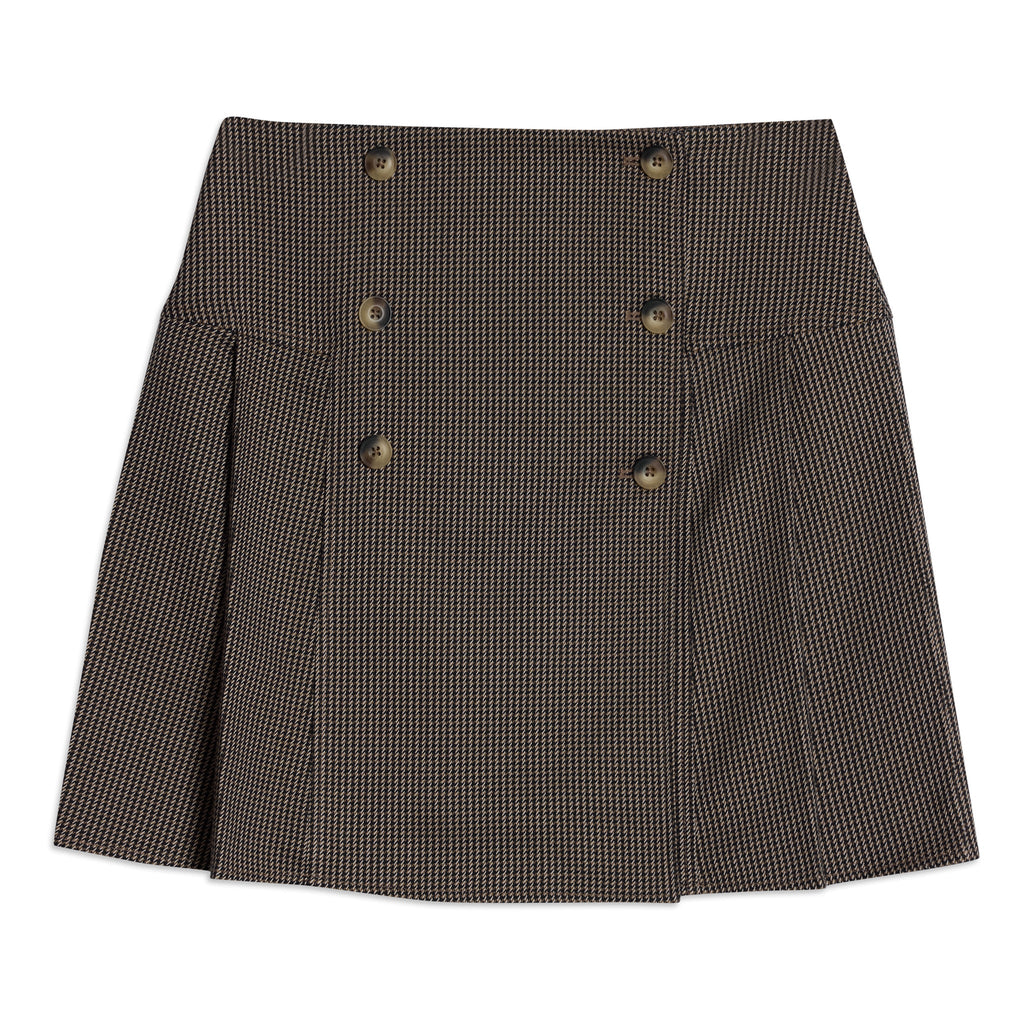 Houndstooth Short Pleated Skirt