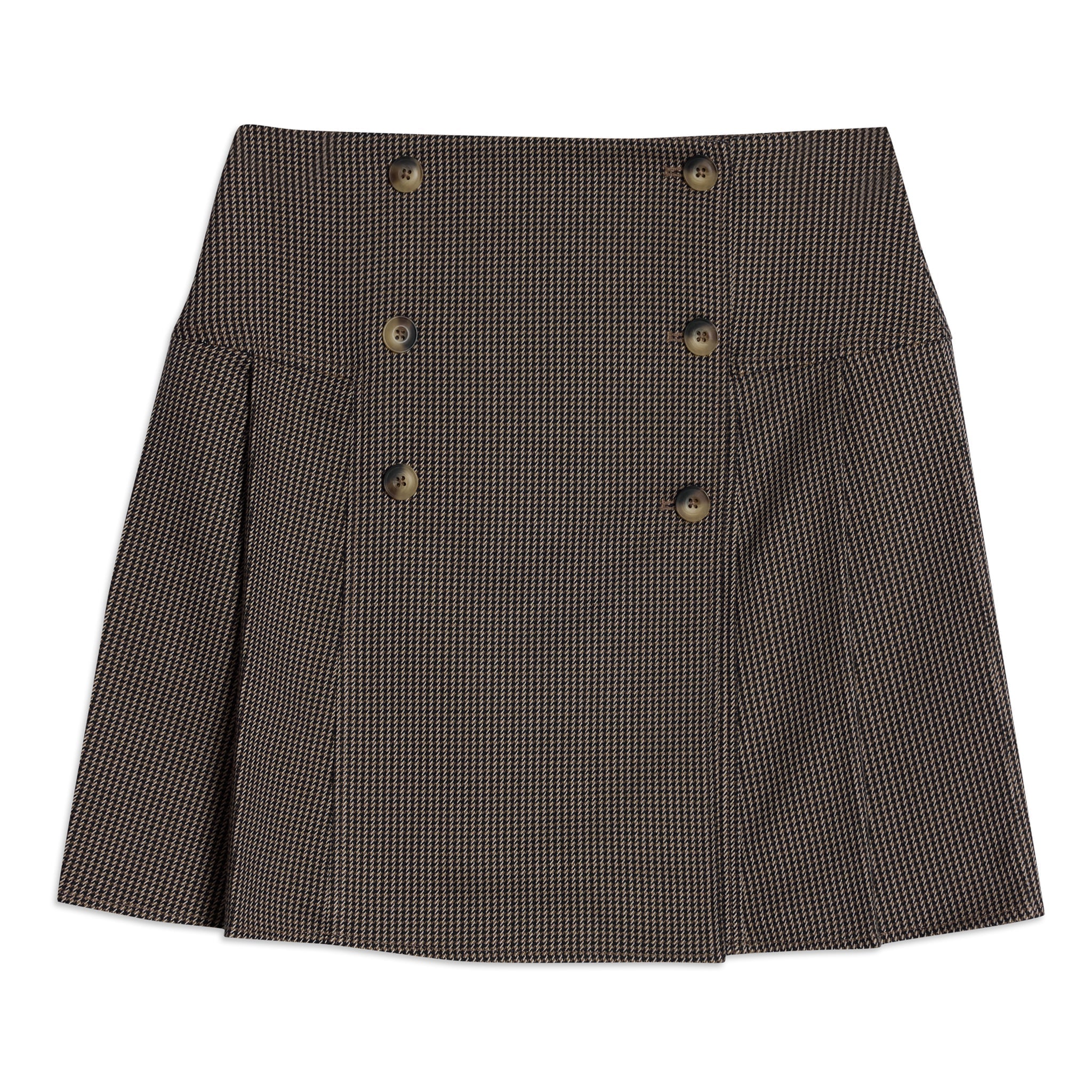 Houndstooth Short Pleated Skirt