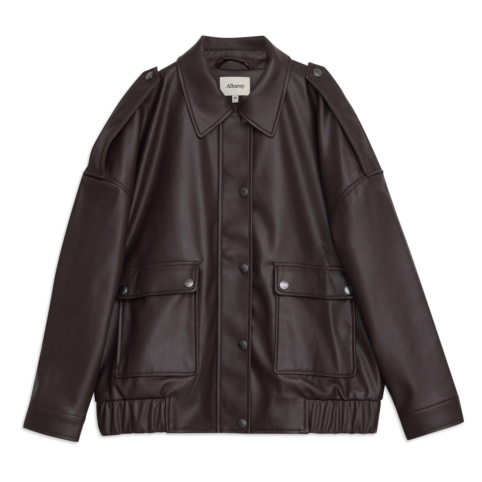 Chocolate Faux Leather Bomber