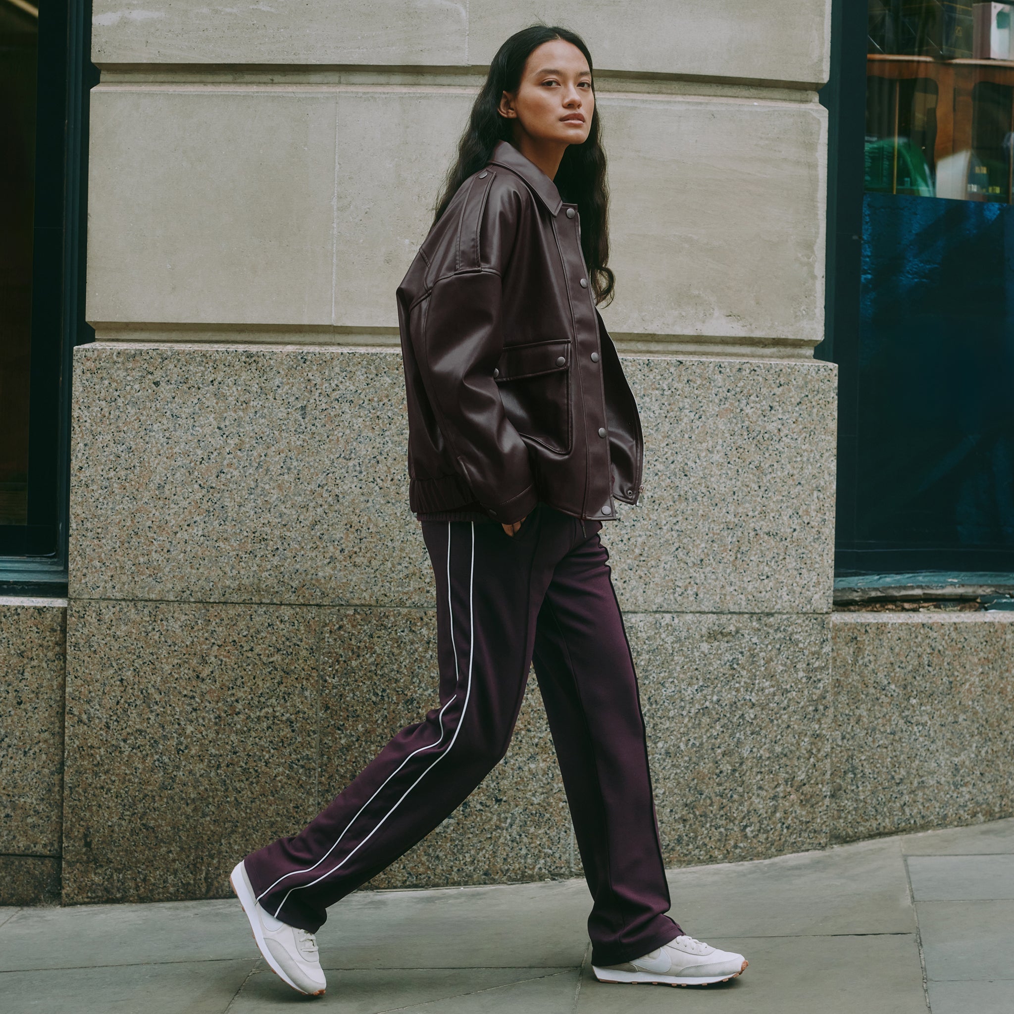 Chocolate Faux Leather Bomber