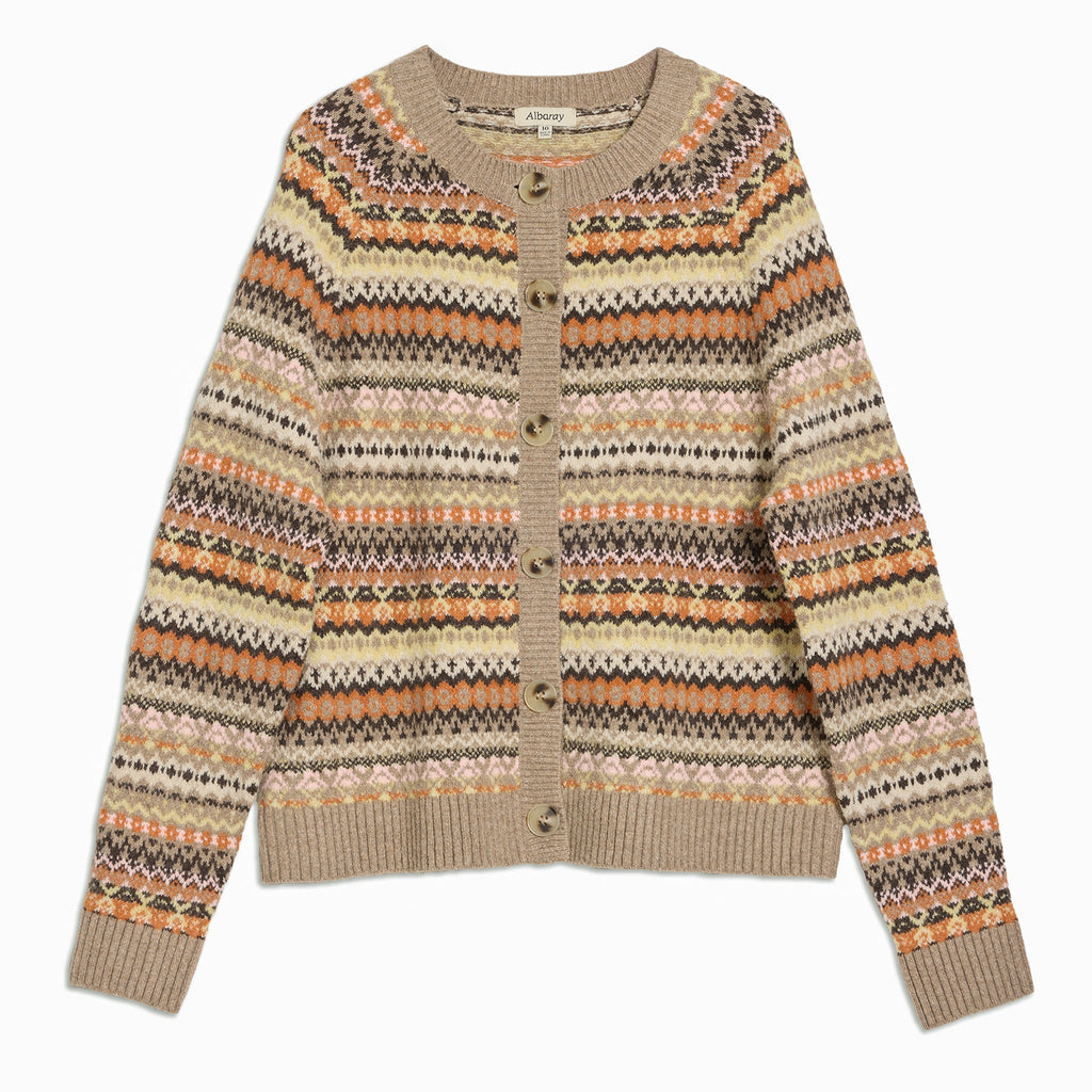 Neutral Fair Isle Crew Cardigan
