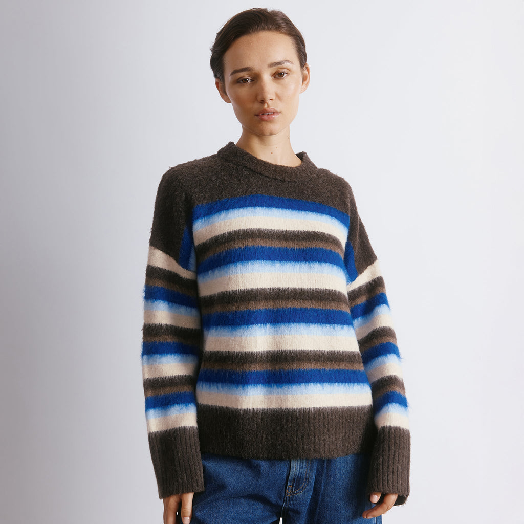 Chocolate & Blue Stripe Jumper