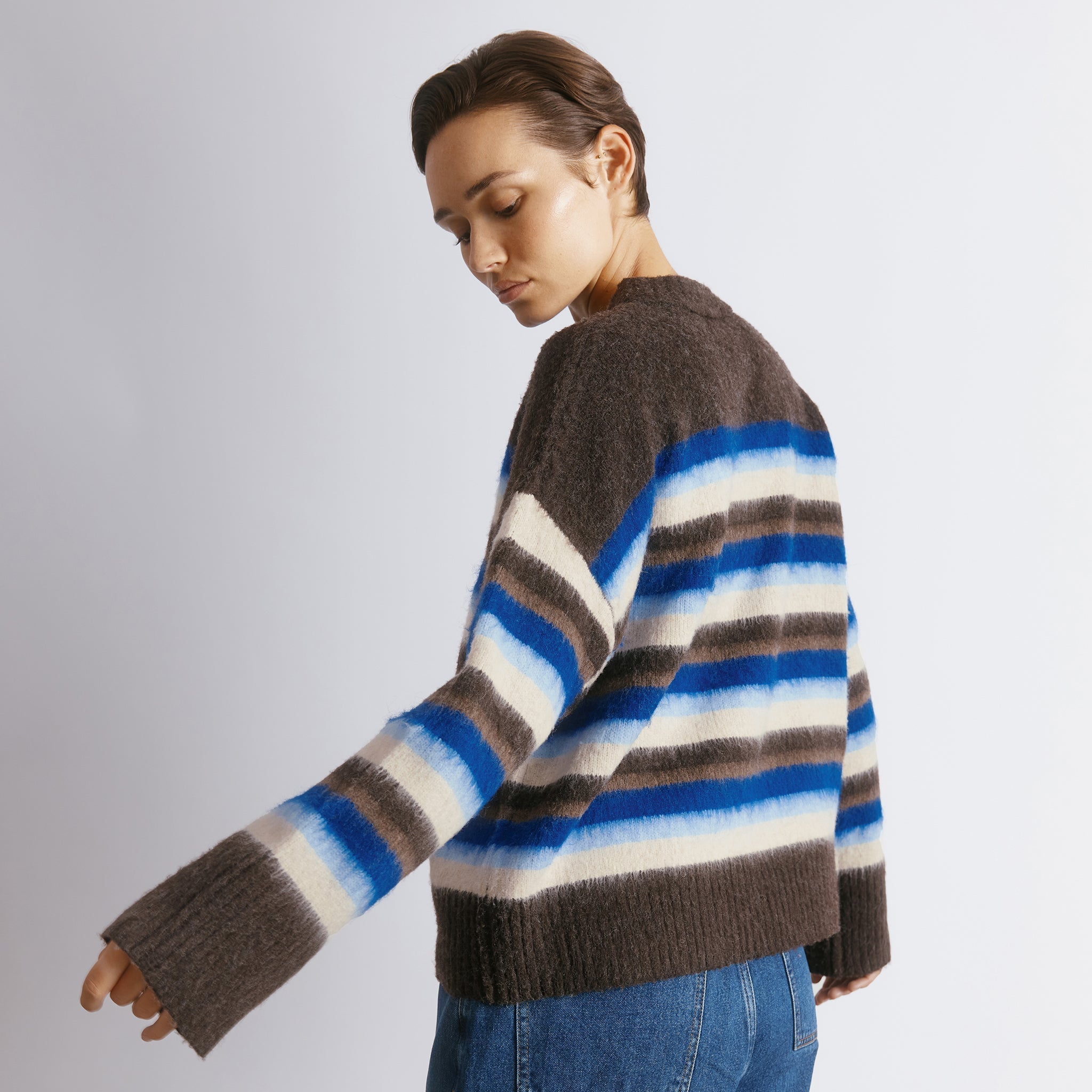 Chocolate & Blue Stripe Jumper