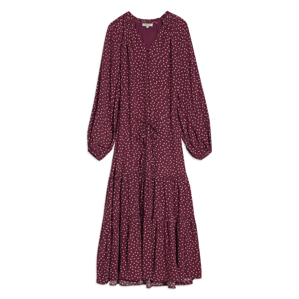 Burgundy Spot Dress