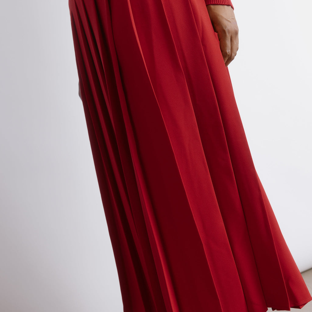 Red Pleated Skirt
