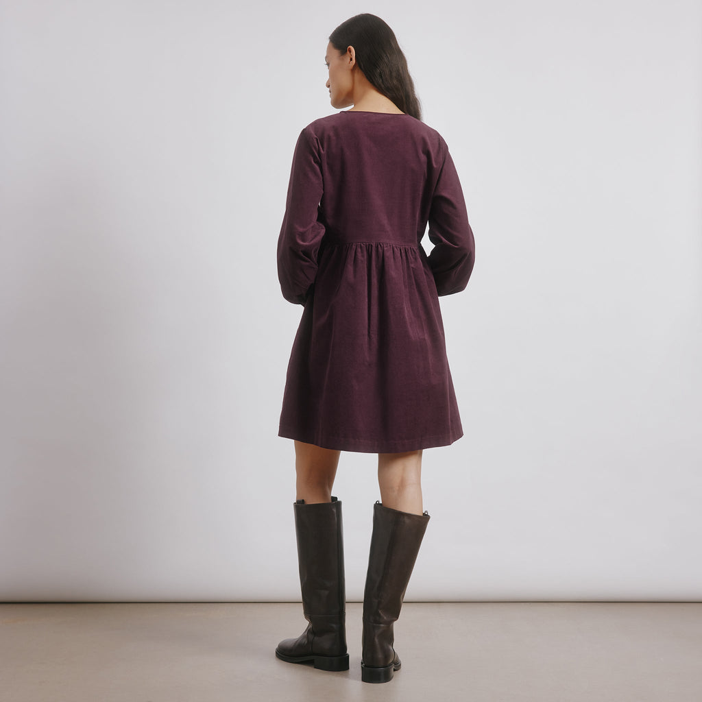 Burgundy Short Cord Pocket Dress