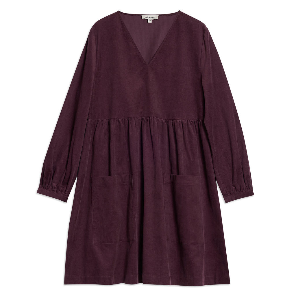 Burgundy Short Cord Pocket Dress