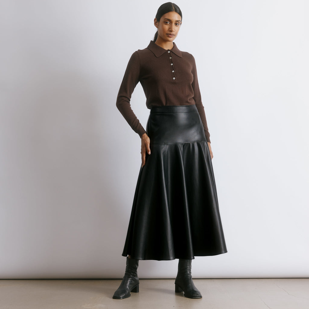 Faux Leather Basque Skirt