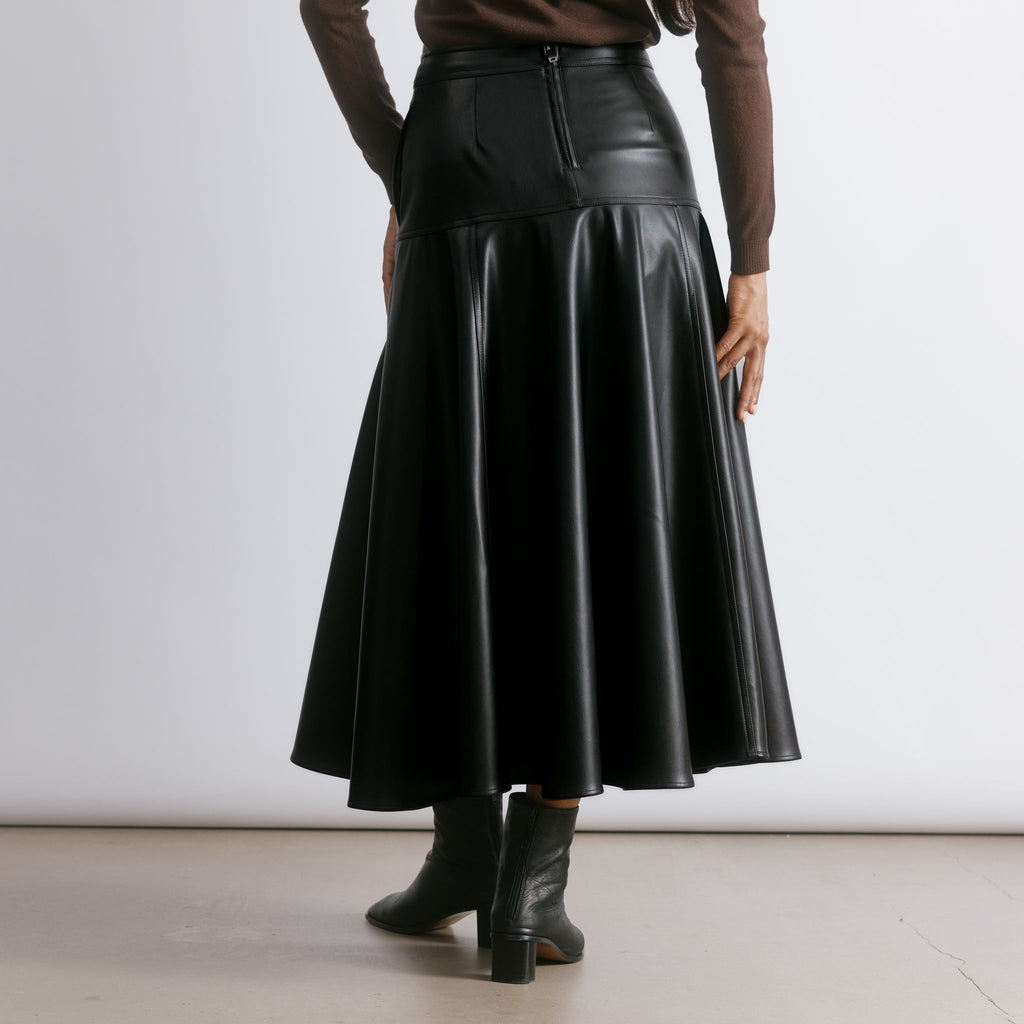 Faux Leather Basque Skirt