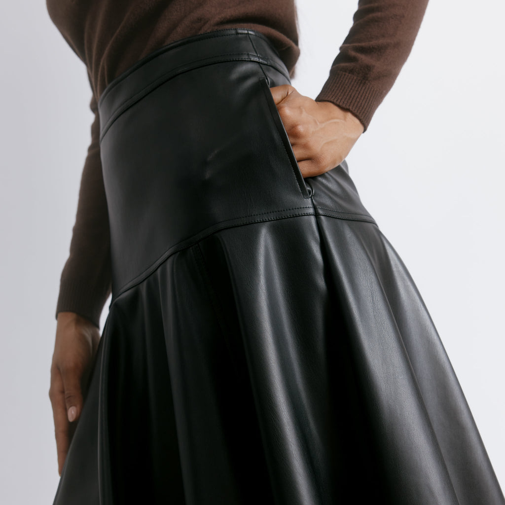Faux Leather Basque Skirt