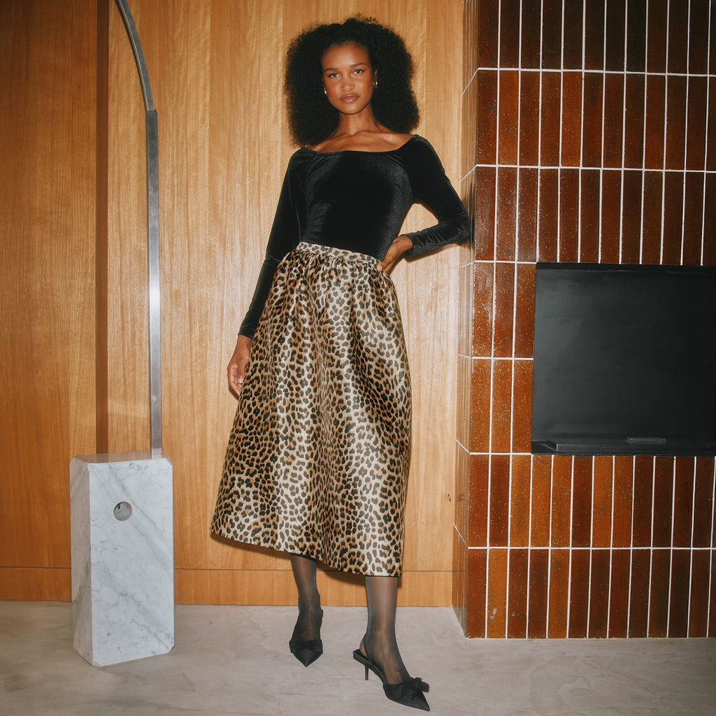 Animal Taffeta Full Skirt