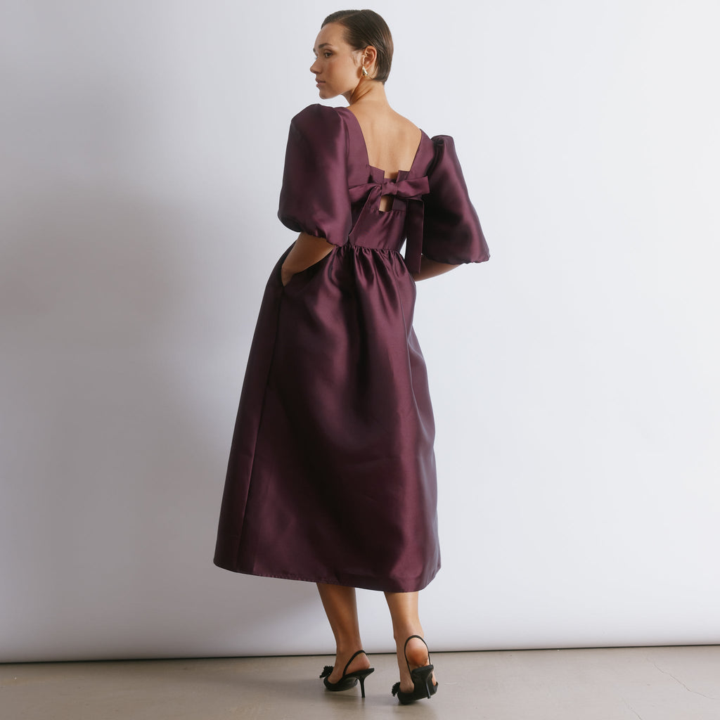Volume Sleeve Taffeta Dress