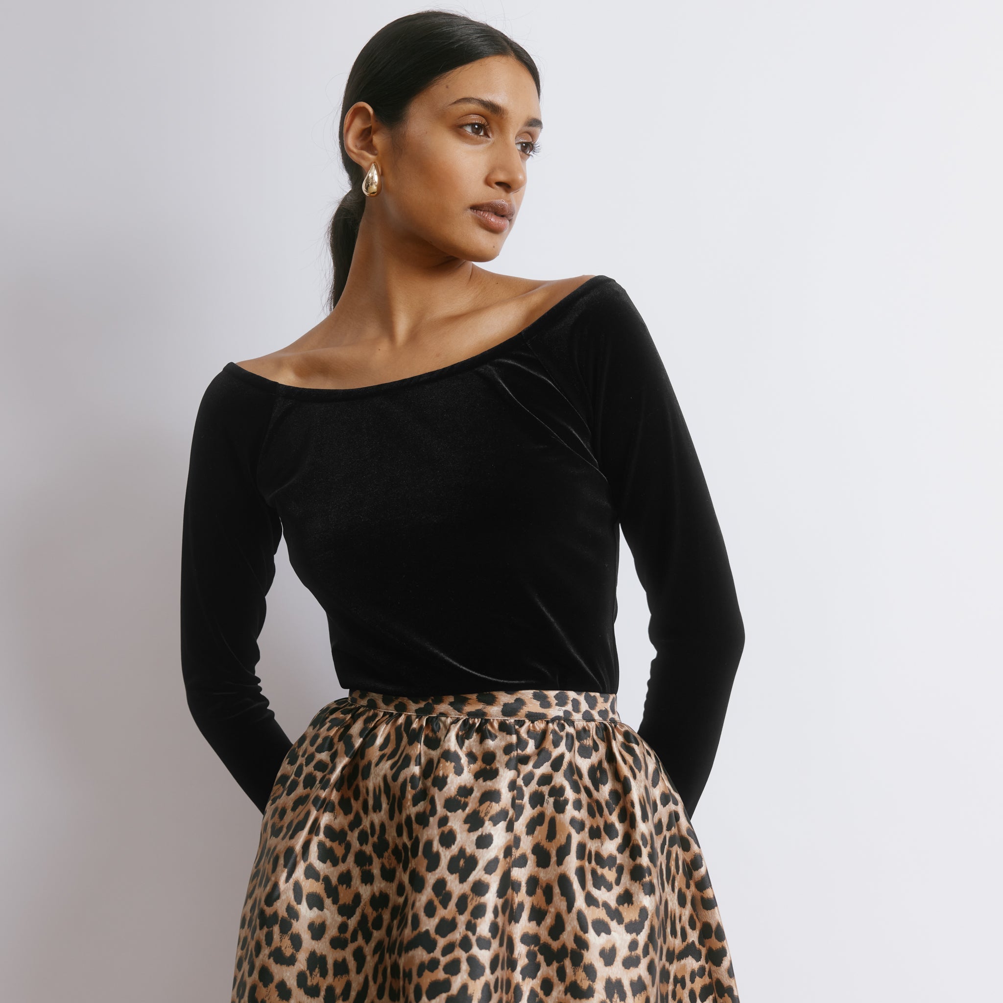 Black Velvet Bardot Top