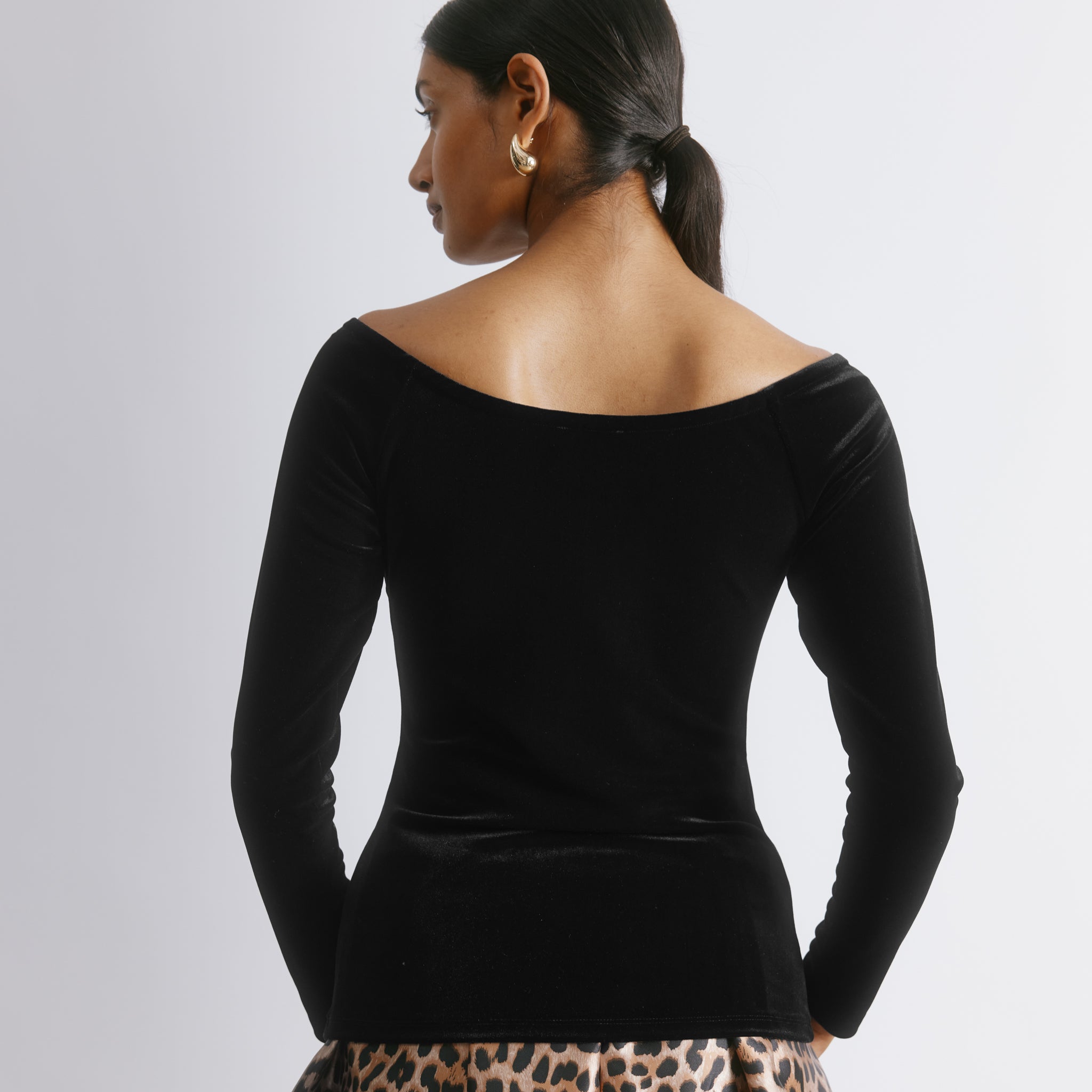Black Velvet Bardot Top
