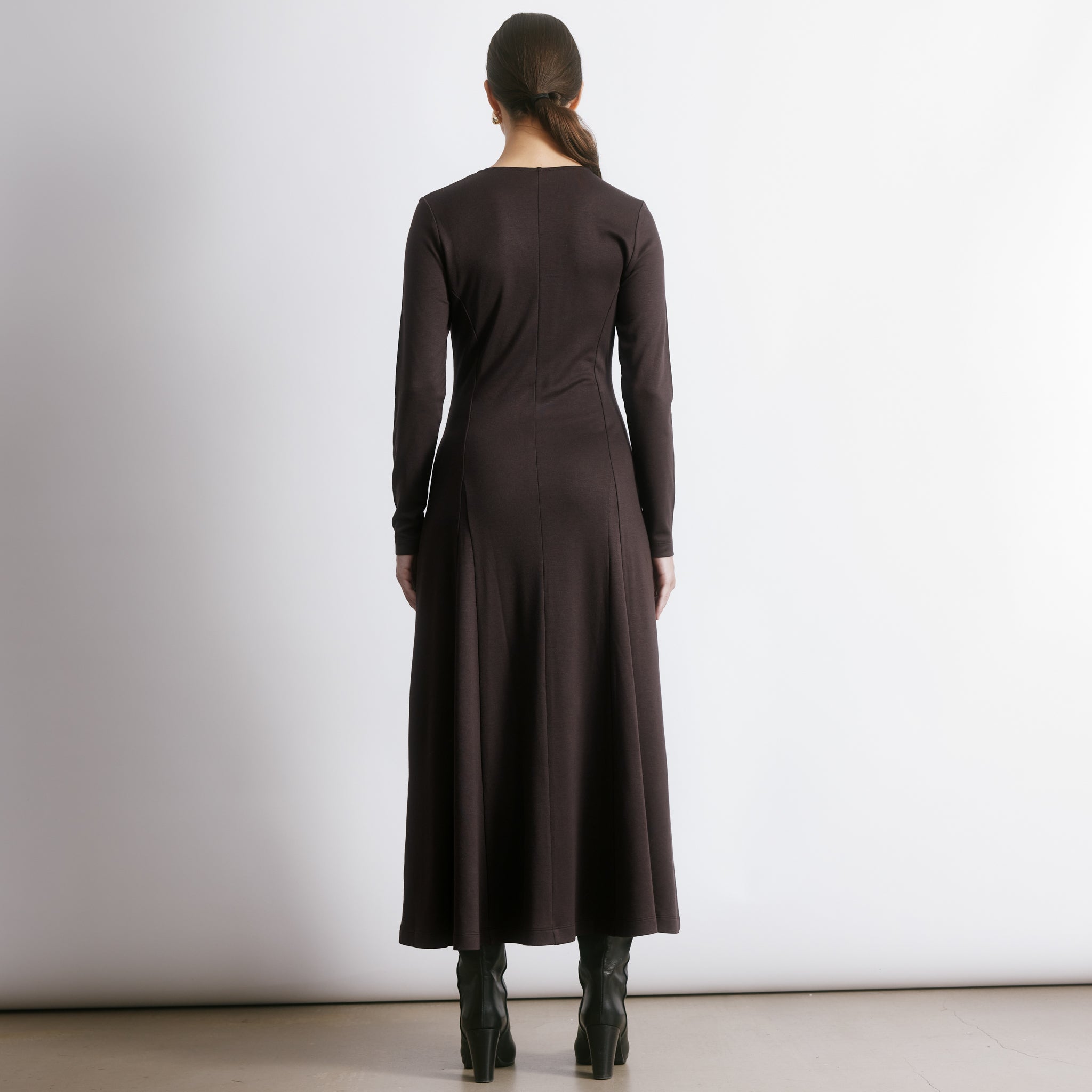 Chocolate Godet Midi Dress