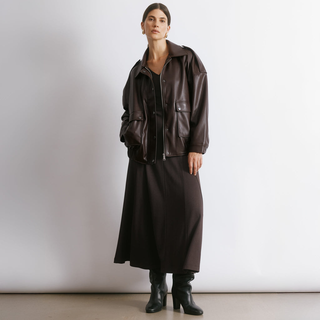 Chocolate Godet Midi Dress