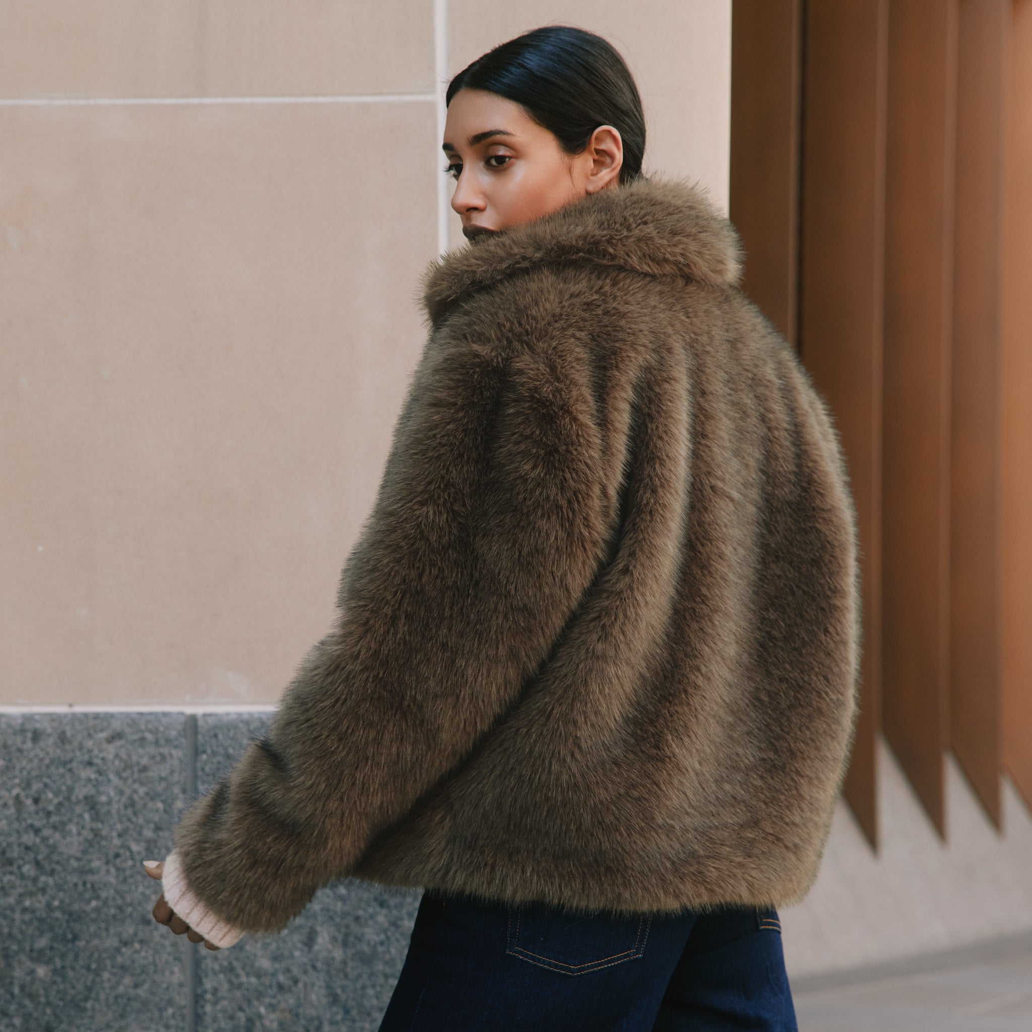 Brown Faux Fur Jacket