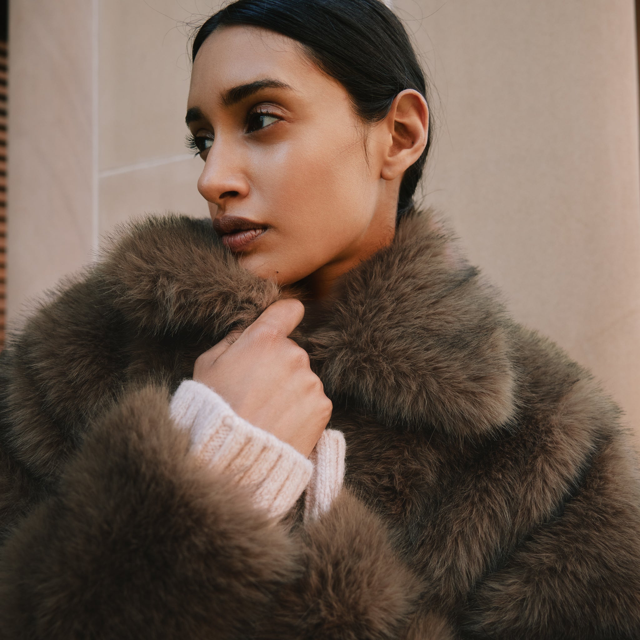 Brown Faux Fur Jacket