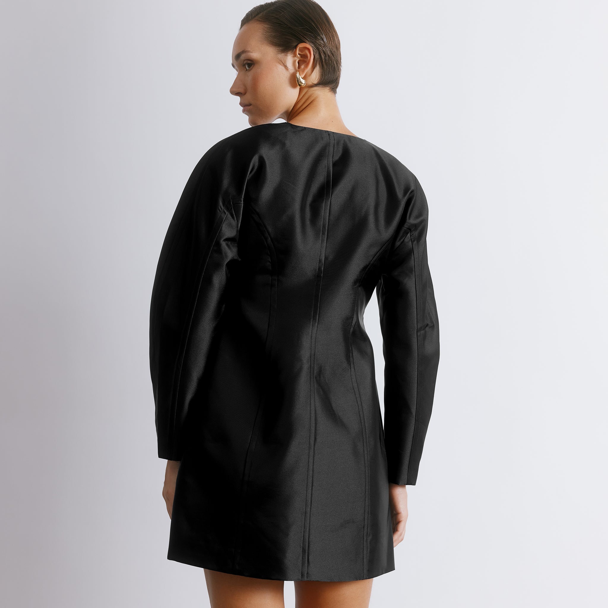 Cocoon Sleeve Taffeta Dress