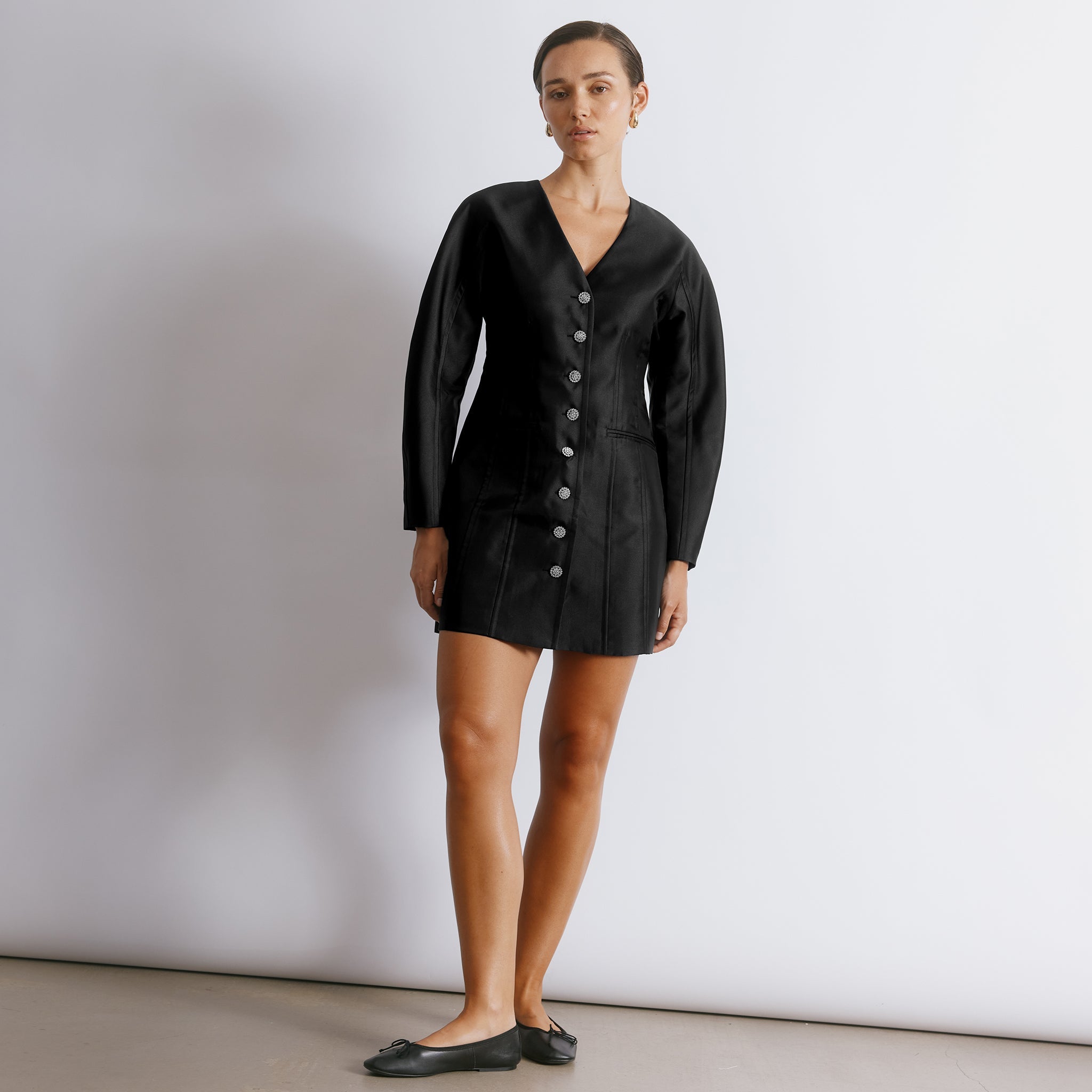 Cocoon Sleeve Taffeta Dress