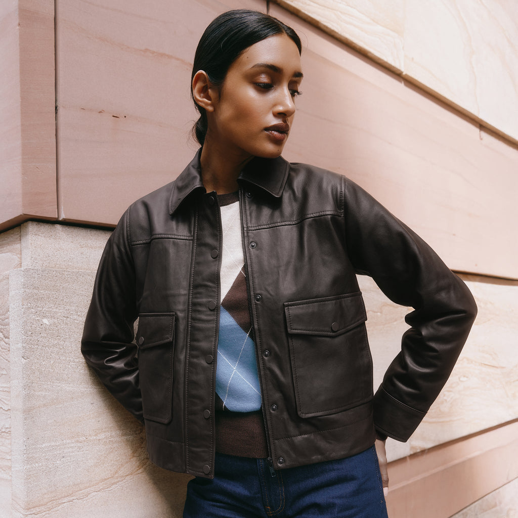 Chocolate Short Leather Jacket