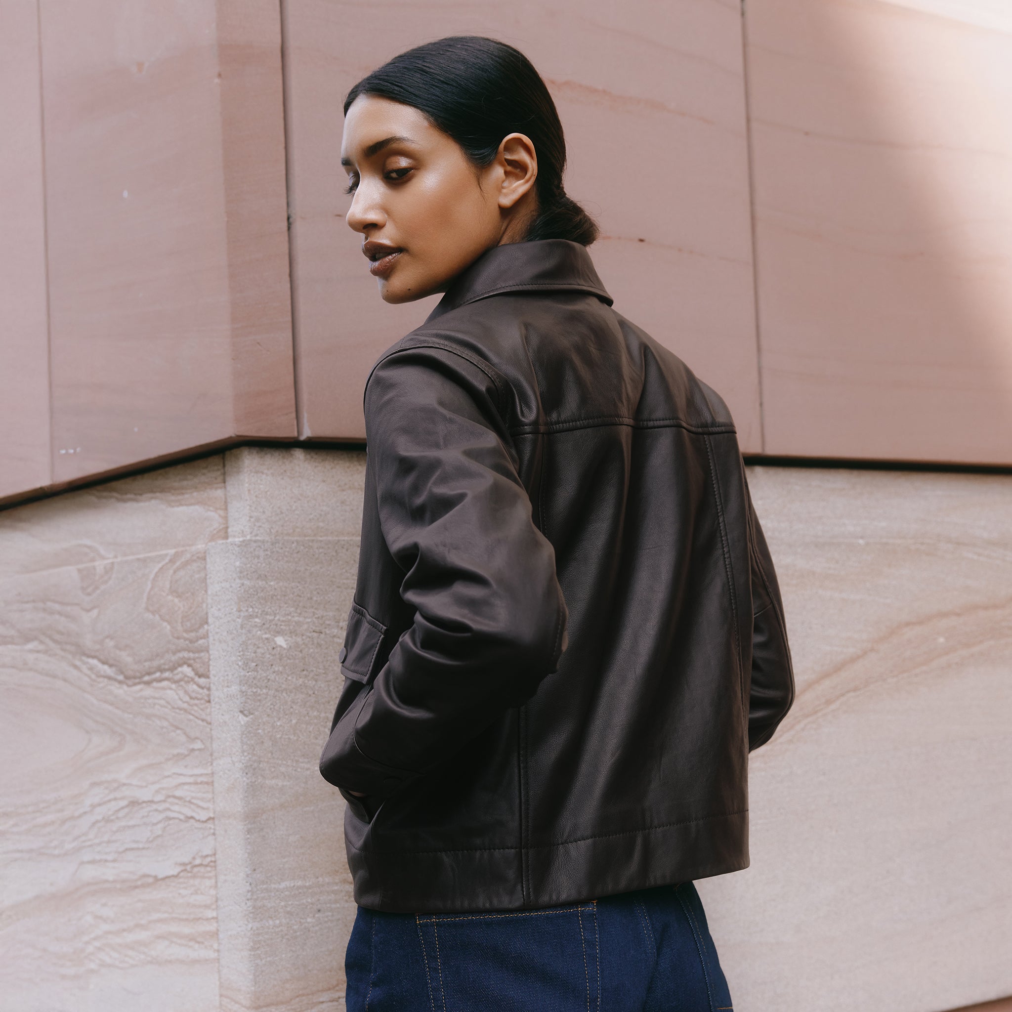 Chocolate Short Leather Jacket